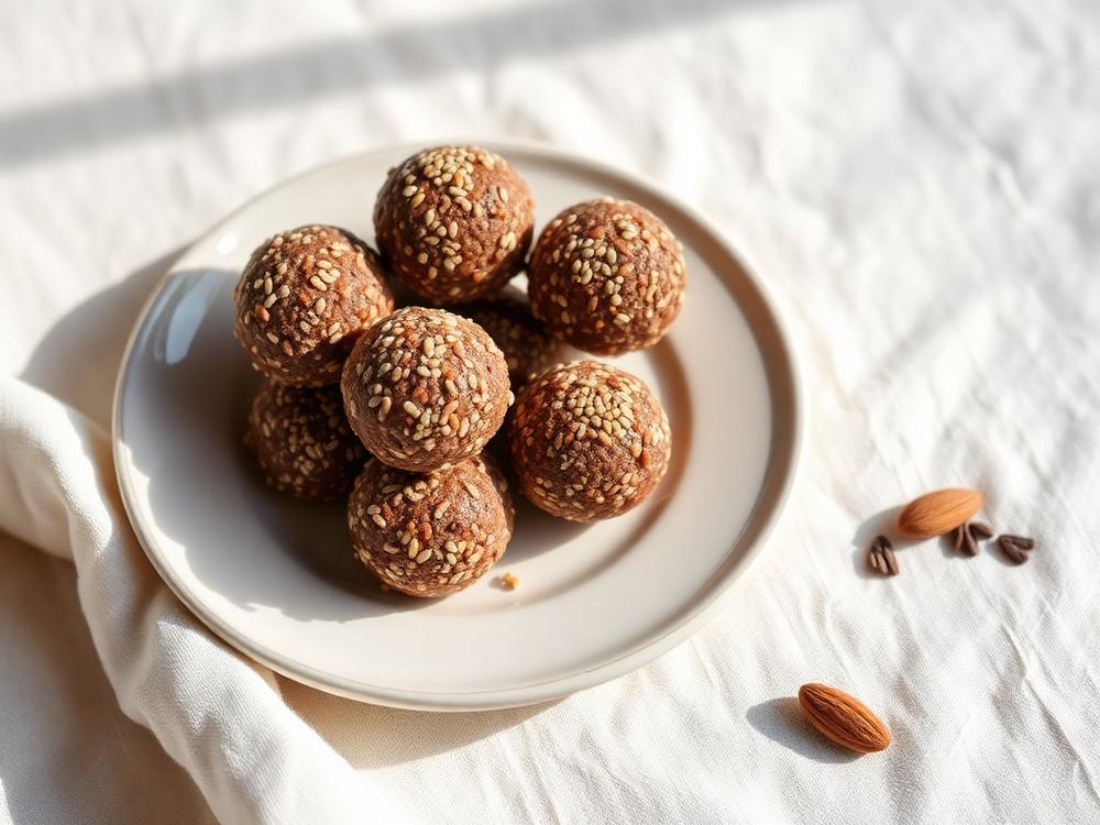 Palline di chia con polpa di mandorle